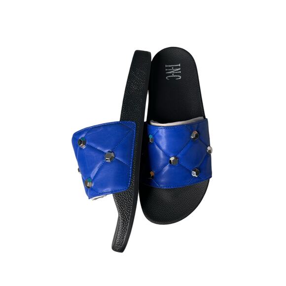 INC International Concepts Cobolt Blue Rhinestone Studded Slides Size 11 - Picture 4 of 5